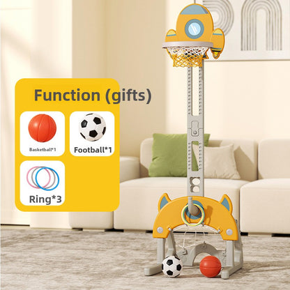 Basketball stand can be raised and lowered indoors