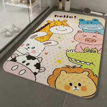 Bathroom anti-slip mat with suction cup