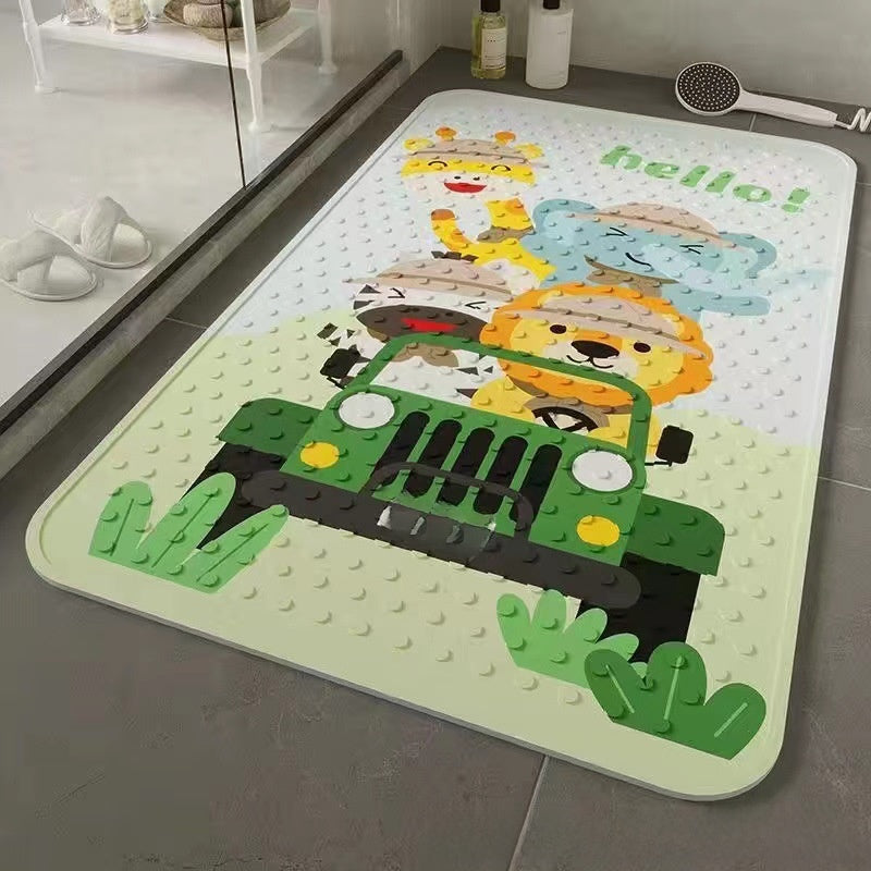 Bathroom anti-slip mat with suction cup