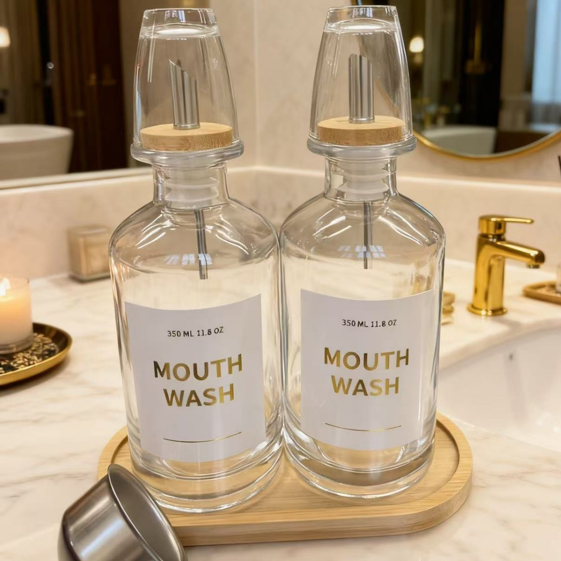 Bathroom Glass Mouthwash Dispenser