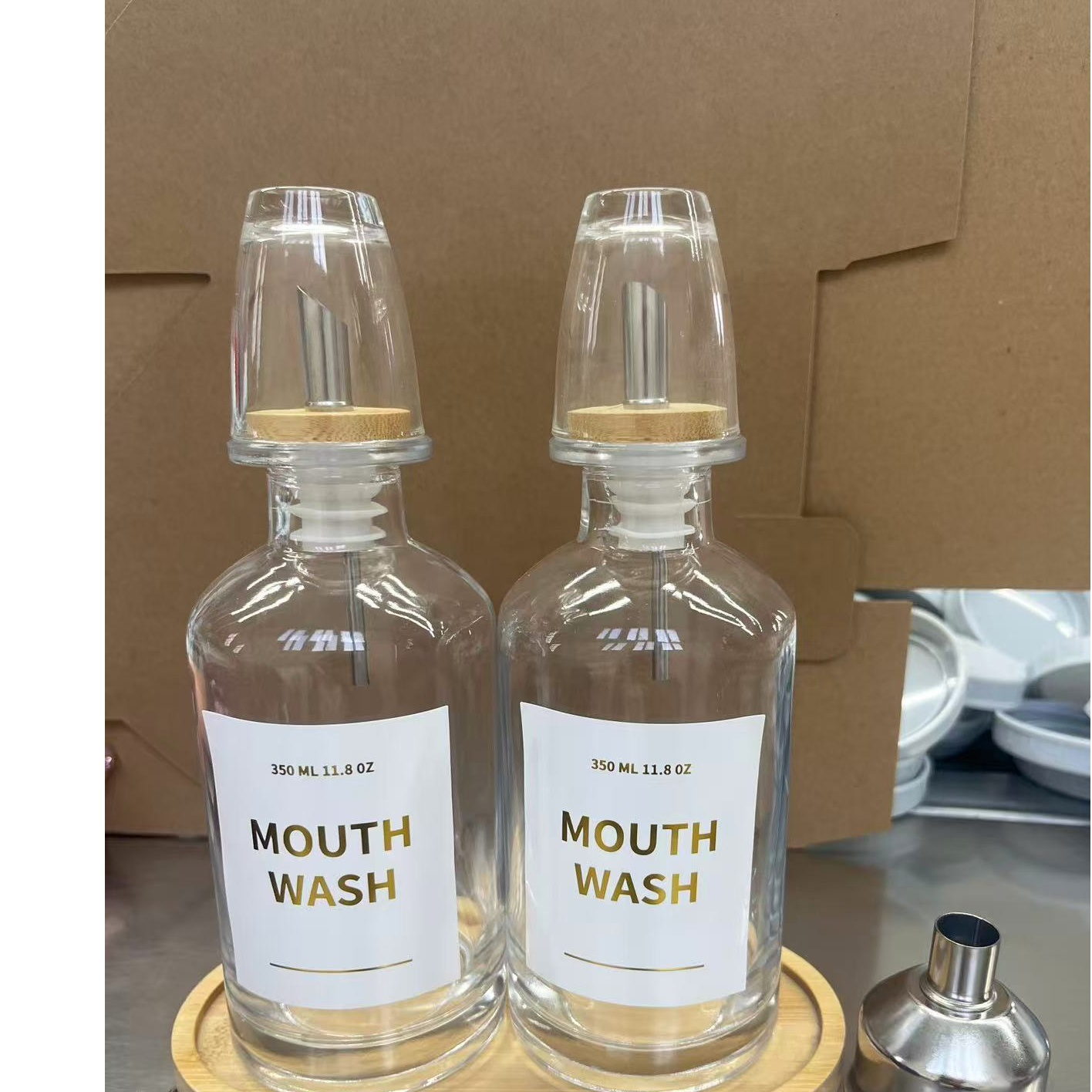 Bathroom Glass Mouthwash Dispenser