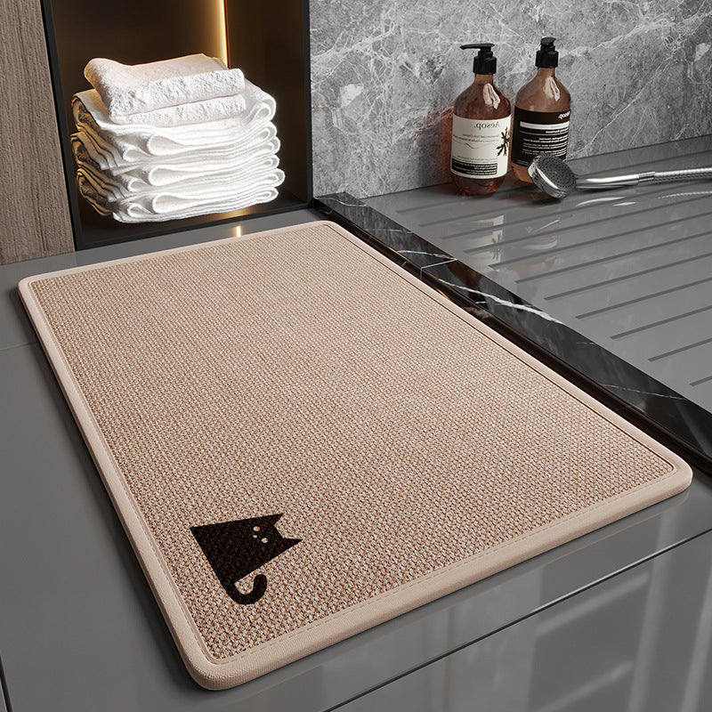 Bathroom linen floor mat