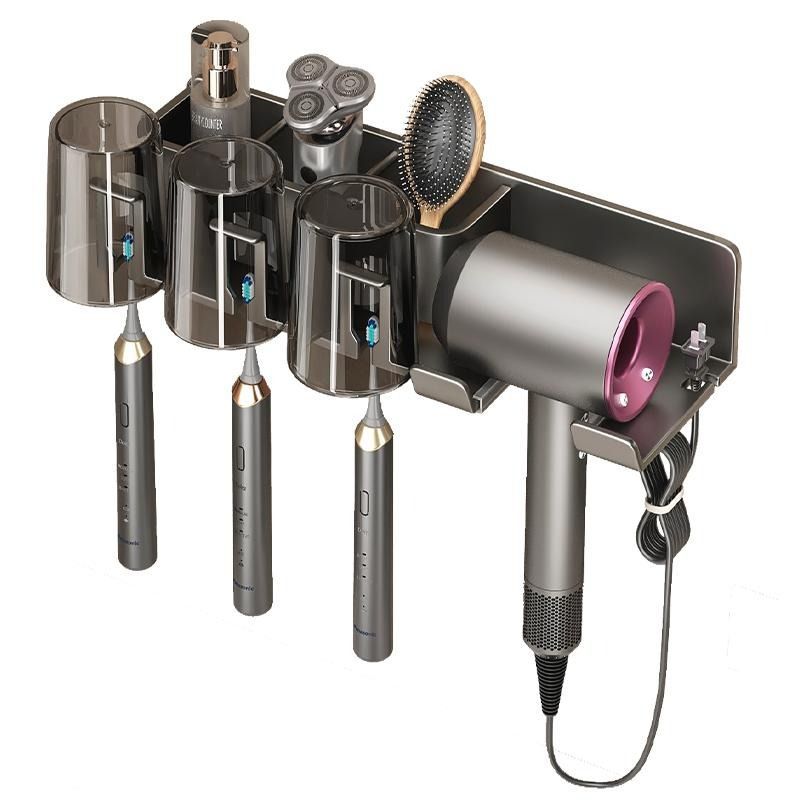 Bathroom Wall Mount Toothbrush and Hair Dryer Holder