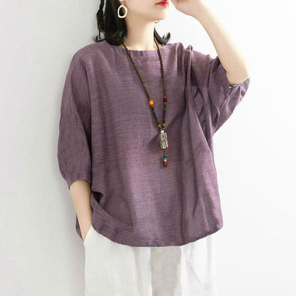 Batshirt Hem Drawstring Crewneck Mid-Sleeve Pullover