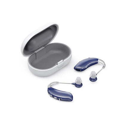 Battery-powered noise-reducing hearing aid