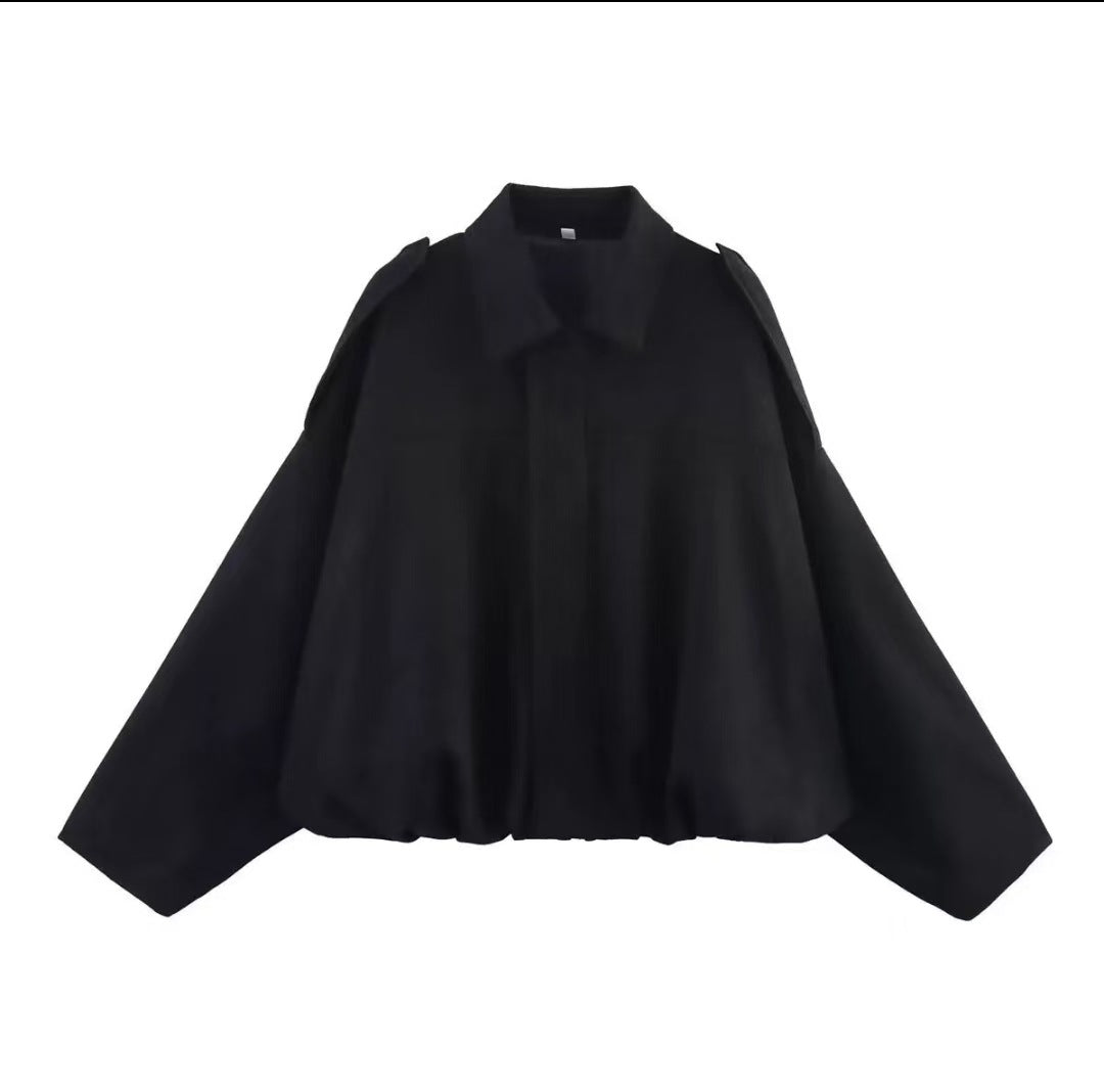 Batwing Sleeve Suede Texture Jacket
