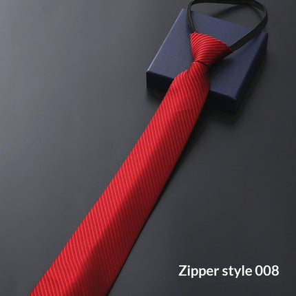 Mens Business Formal Zipper Tie With Blue Stripes for Office