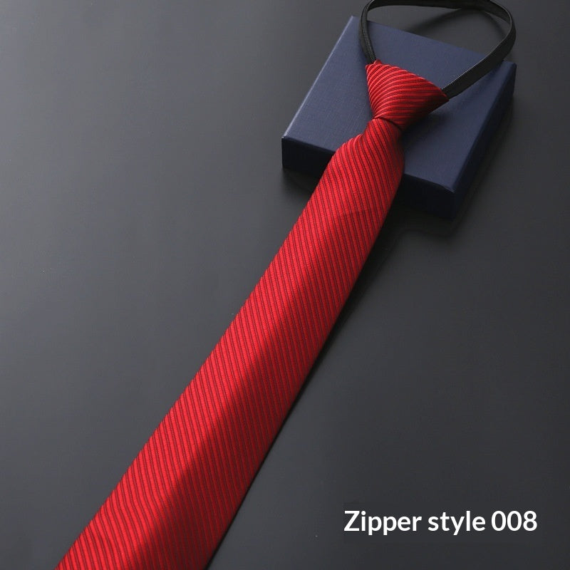Mens Business Formal Zipper Tie With Blue Stripes for Office
