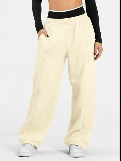 Black and White Wide-Leg Sweatpants Casual Streetwear Fit