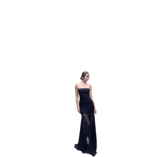 Solid Color Chest-Wrapped Mesh Dress – Sleeveless and Stylish