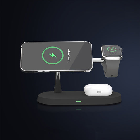 5-in-1 Magnetic Wireless Charger – Fast 15W Desktop Phone Holder