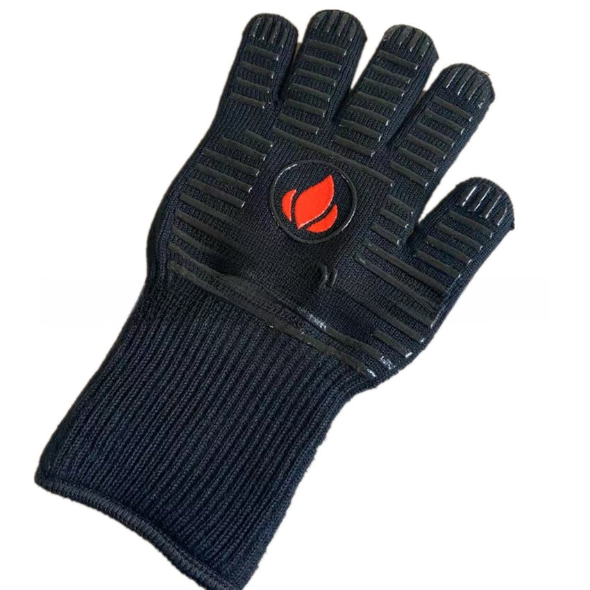 BBQ Heat Resistant Silicone Gloves 800°C Flameproof Oven Mitts