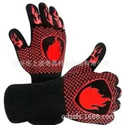 BBQ Heat Resistant Silicone Gloves 800°C Flameproof Oven Mitts