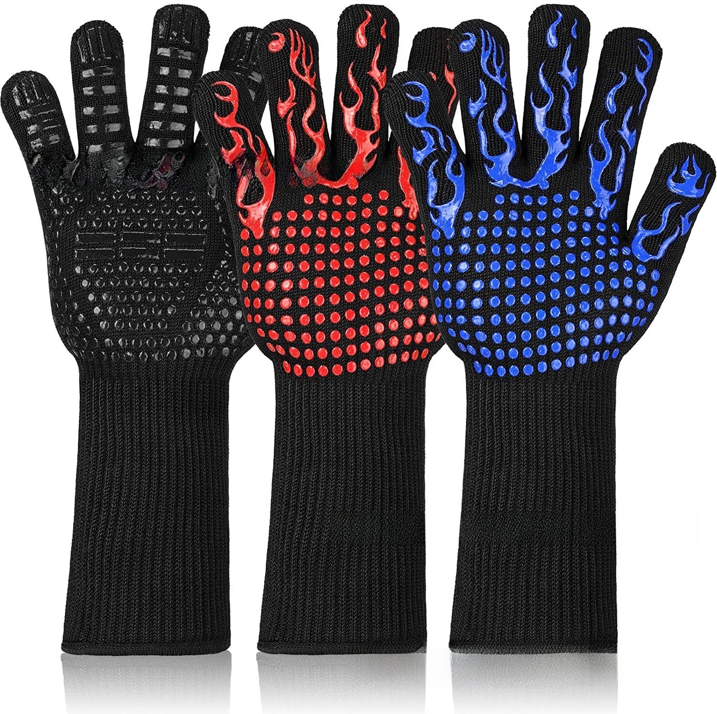 BBQ Heat Resistant Silicone Gloves 800°C Flameproof Oven Mitts