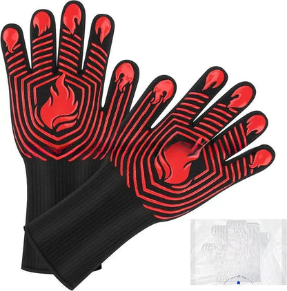 BBQ Heat Resistant Silicone Gloves 800°C Flameproof Oven Mitts