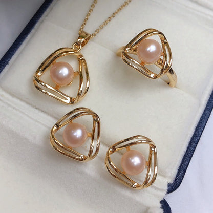 Simple and Exquisite Freshwater Pearl Necklace Jewelry Set