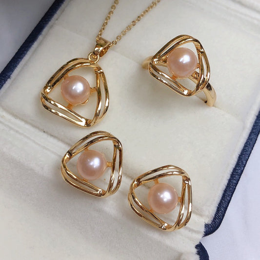 Simple and Exquisite Freshwater Pearl Necklace Jewelry Set
