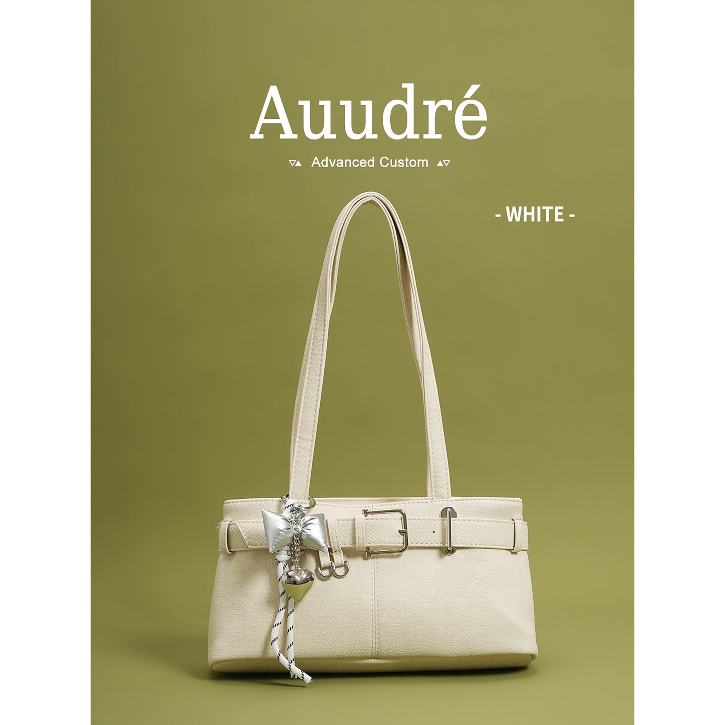 Soft PU Baguette Shoulder Bag with Pendant Daily Chic Style