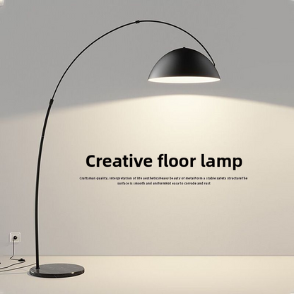 Curved LED Floor Lamp with Marble Base and Elegant Style