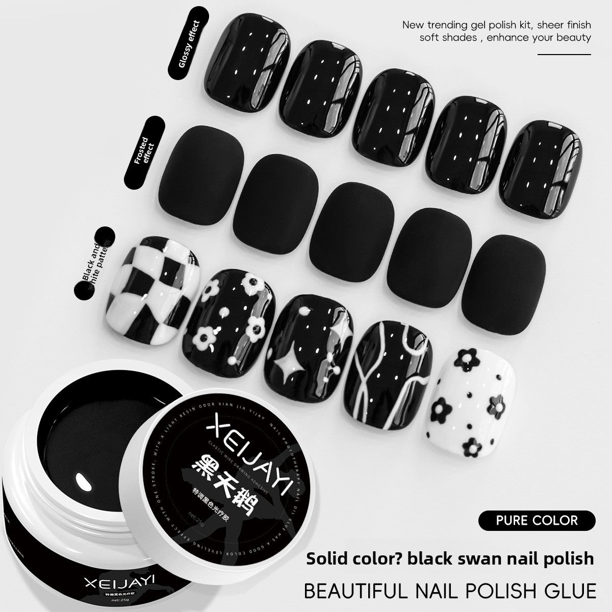 Pure Black and White Nail Polish for Elegant Nail Styling