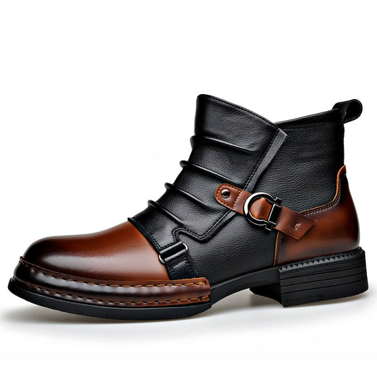 Men’s British-Style Retro Fleece-Lined Thermal Boots Zipper