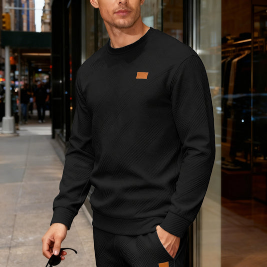 Relaxed-Fit Crew-Neck Sweatshirt – Textured Weave for Comfort