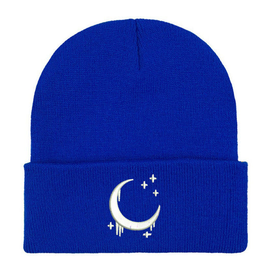 Embroidered Knitted Hat With Moon & Stars – Autumn Winter