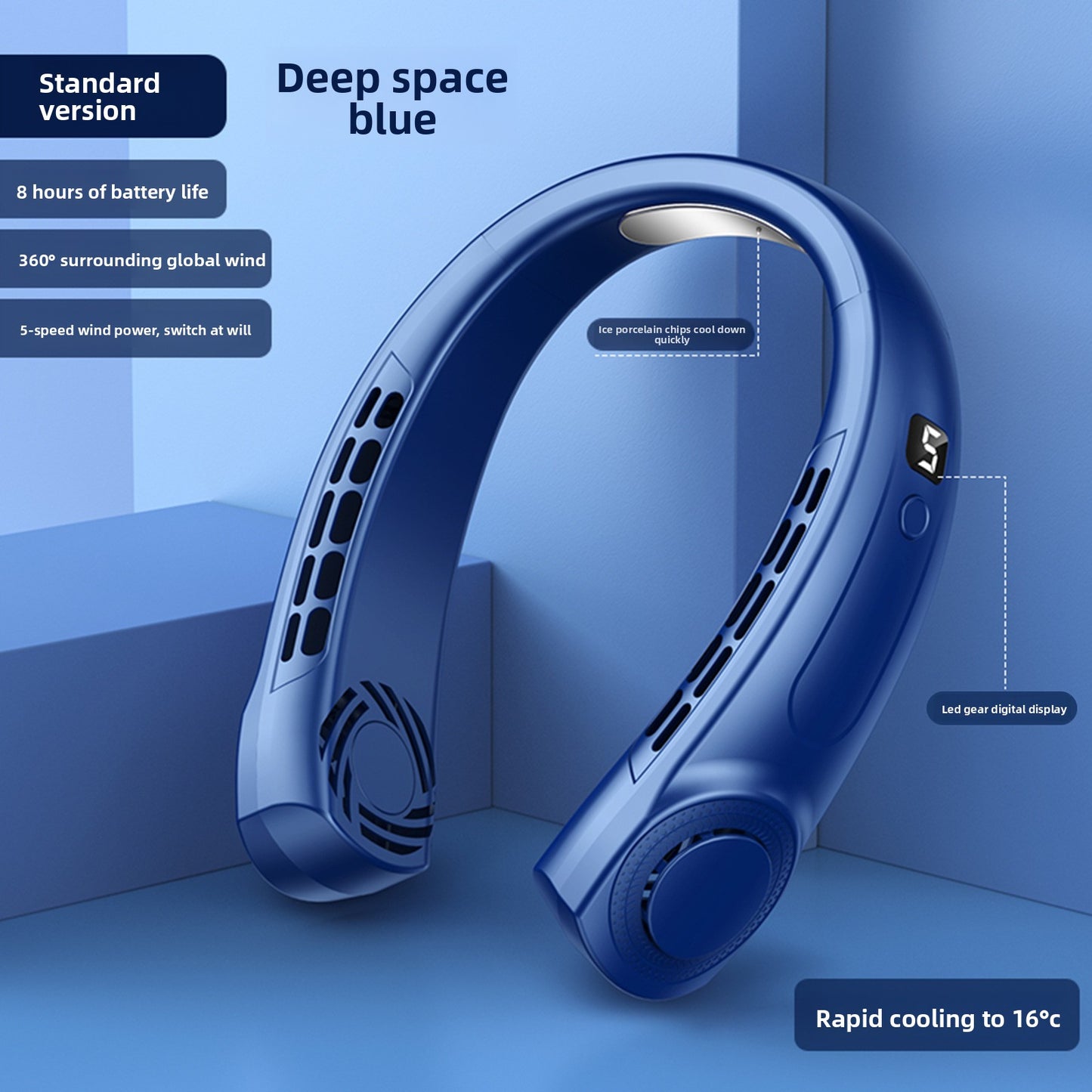 Portable Bladeless Neck Fan with USB Charging and Airflow