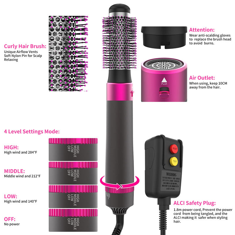 Hair Dryer Brush 5-in-1 Straightener and Automatic Curler