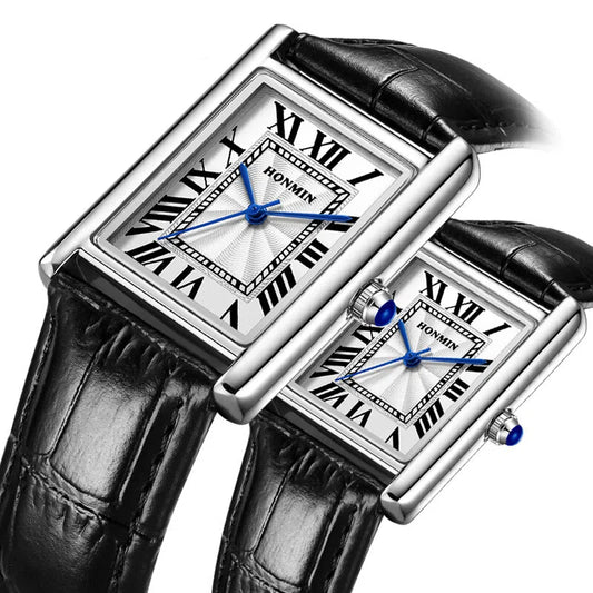 Buy Couple Leather Watch Strap Simple Square Waterproof