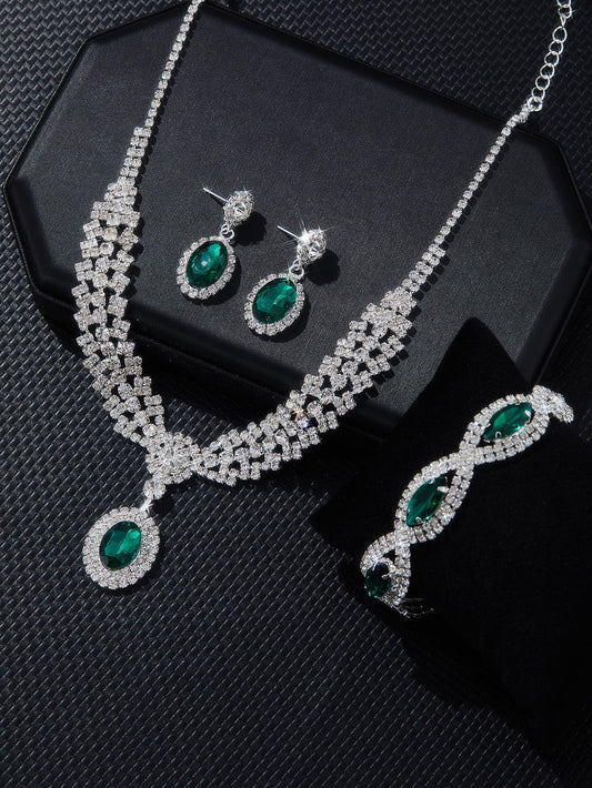 New European & American Style Luxury Sapphire Necklace Set