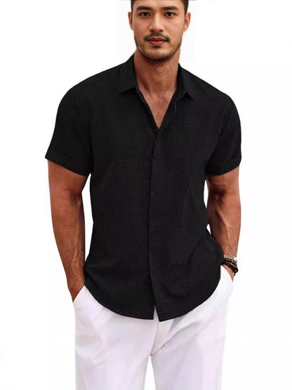 Beach oversized men's short-sleeved shirt