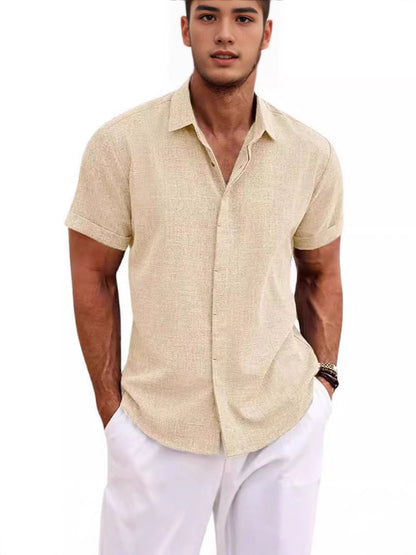 Beach oversized men's short-sleeved shirt