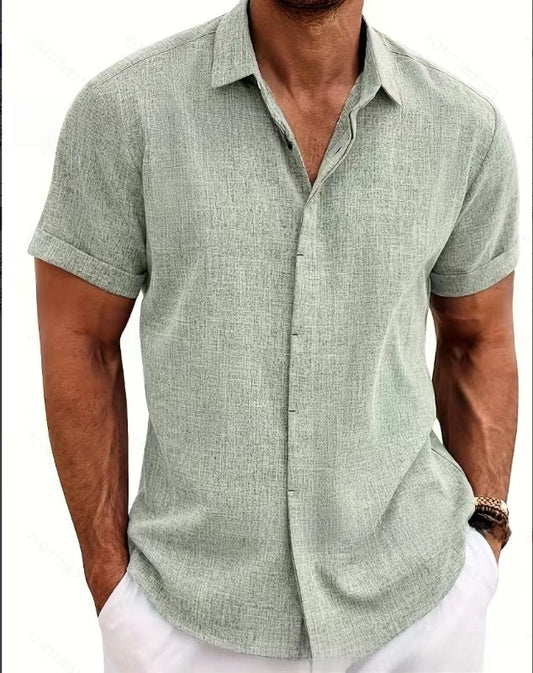 Beach oversized men's short-sleeved shirt