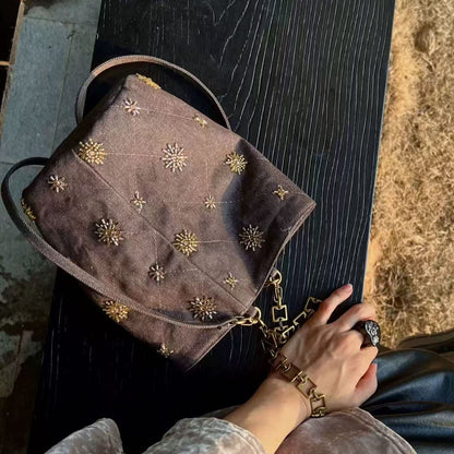 Beaded Embroidered Bucket Bag
