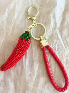 Red with gold key ring