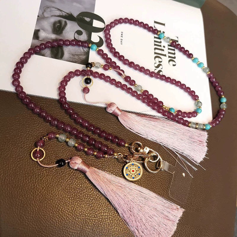 Beaded mobile phone lanyard