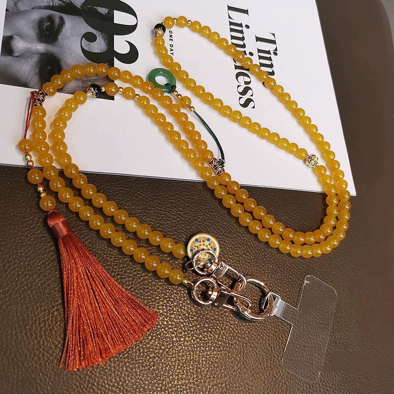 Beaded mobile phone lanyard