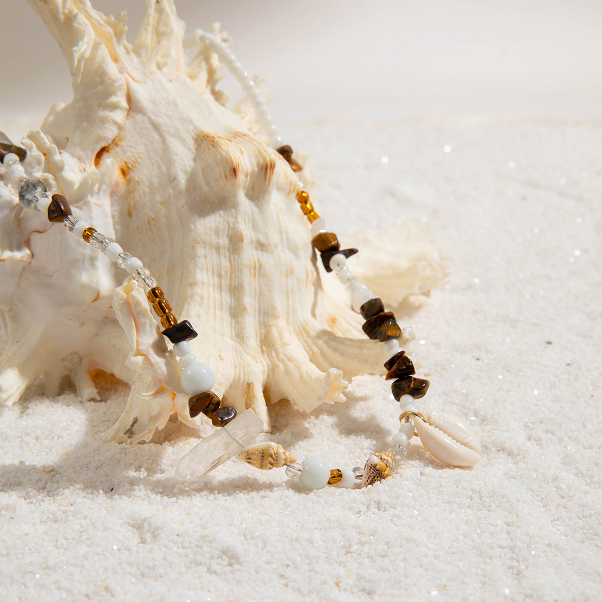 Beaded shell beach body chain