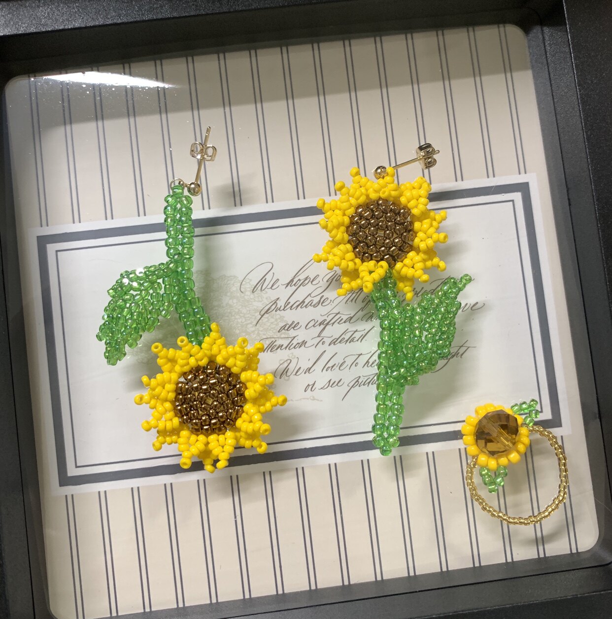 Beaded Sunflower Earrings