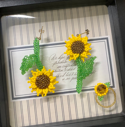 Beaded Sunflower Earrings