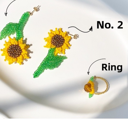 Beaded Sunflower Earrings