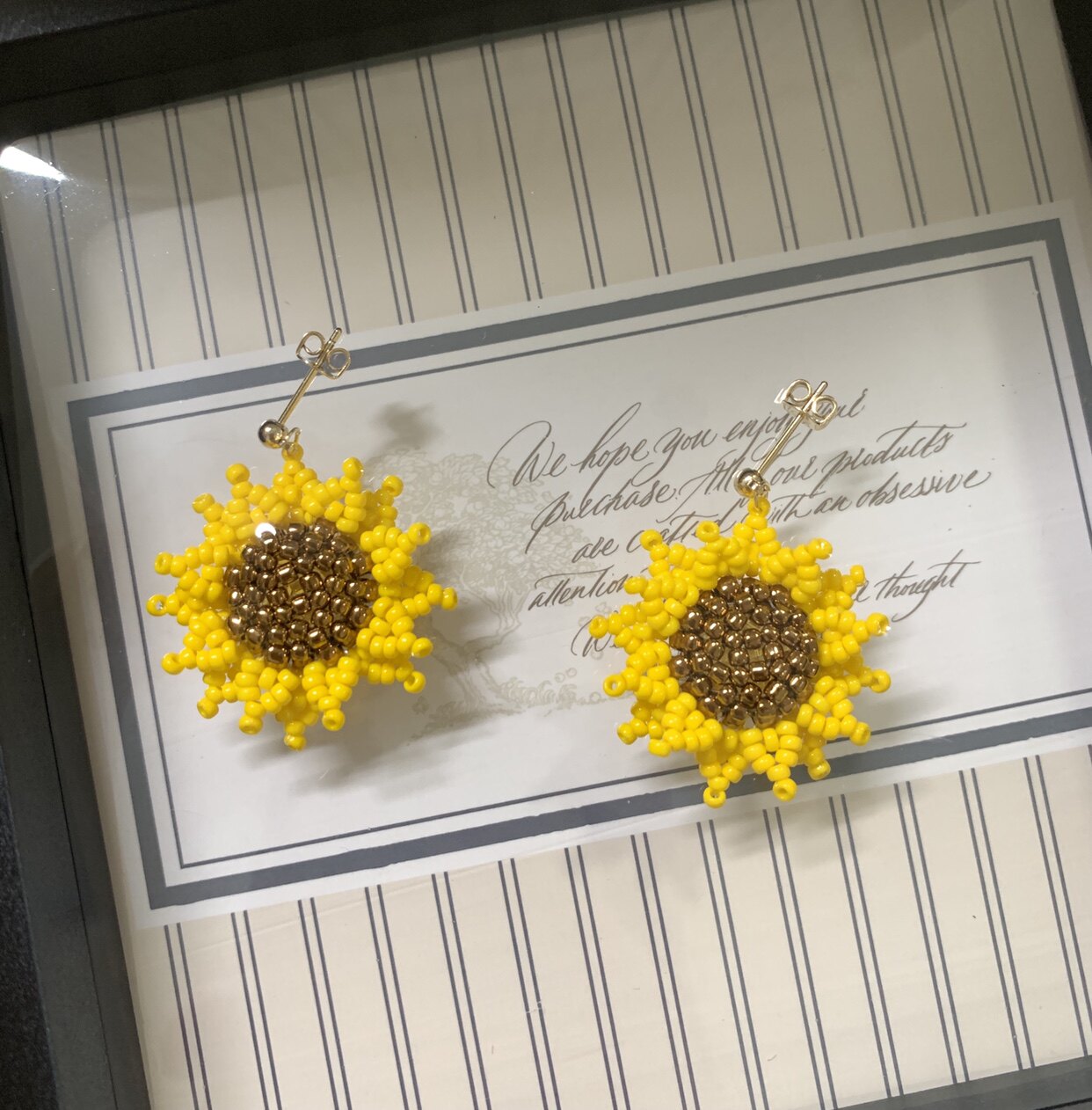 Beaded Sunflower Earrings