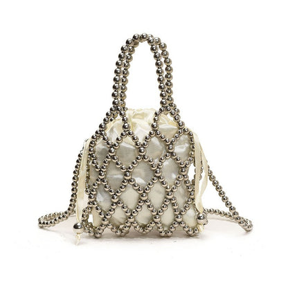 Beaded Woven Shoulder Handbag