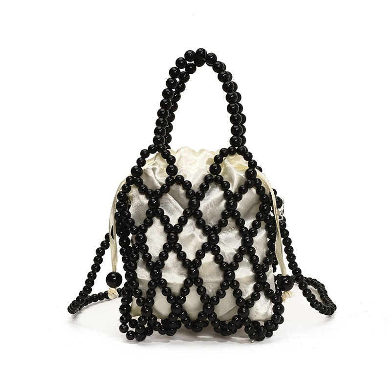Beaded Woven Shoulder Handbag