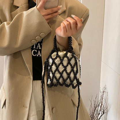 Beaded Woven Shoulder Handbag