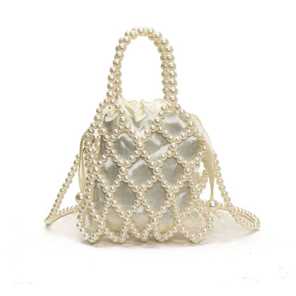 Beaded Woven Shoulder Handbag