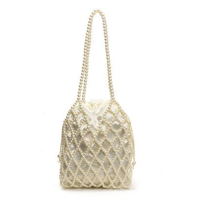 Beaded Woven Shoulder Handbag