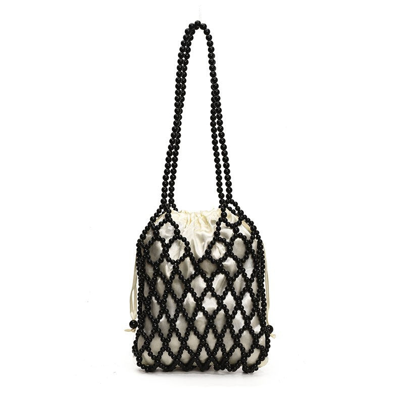 Beaded Woven Shoulder Handbag
