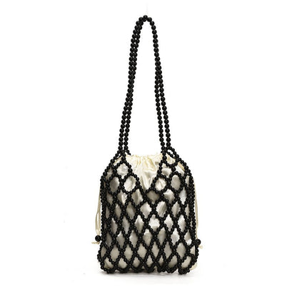 Beaded Woven Shoulder Handbag